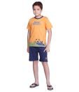 Happy Hours Orange T-Shirt & Navy Blue Shorts For Kids