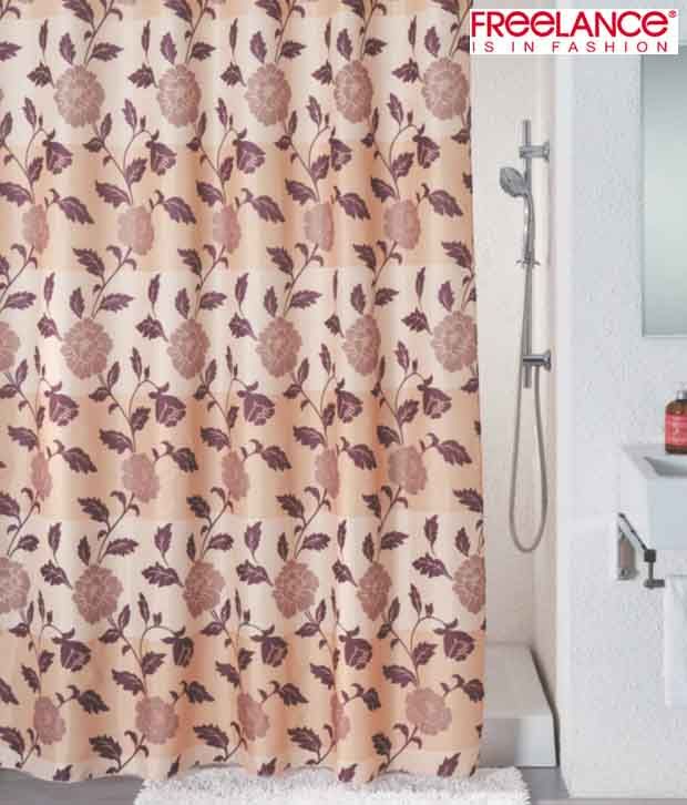 Freelance Beige & Burgundy Premium Shower Curtain Buy Freelance Beige