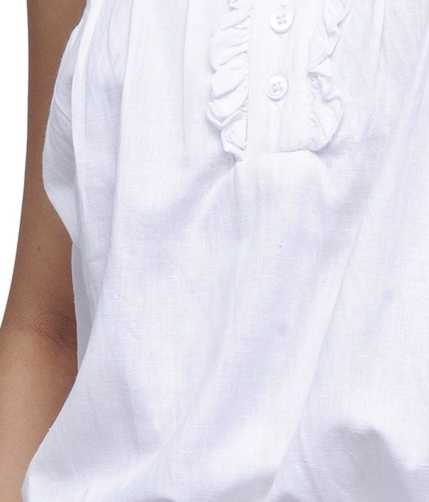 Athena Cool White Linen Top