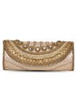 Favola Silver & Golden Beads Embellished Clutch