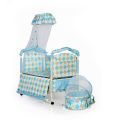 Delia Baby Steel Bed With Cradle-Light Blue