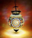 Treasure Hunt Glass Painted Round Hanging Lamp