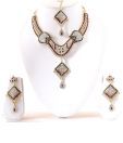 Kriaa Square Drop Dazzling CZ Necklace Set with Maang Tika