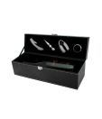 True Vino Black Faux Leather 1-Bottle Accessory Gift Set