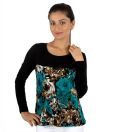 Martini Black-Turquoise Blue Printed Top