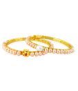 Jpearls Button Pink Pearls Lavish Bangles  - Set Of 2