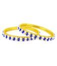Jpearls Blue Bead & White Pearls Bangles  - Set Of 2
