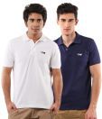 T-Go White-Indigo Pack of Polo T-Shirts