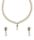 Oleva Square Pearl Drop Necklace Set
