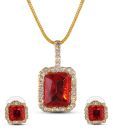 Oleva CZ Studded Red Pendant Set