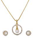 Oleva Round Pearl Designed Pendant Set
