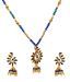 Kshitij Blue & Green Beaded Gold Plated Jhumki Pendant Set