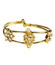 Kshitij Kada Style Golden Bracelet In Floral Design