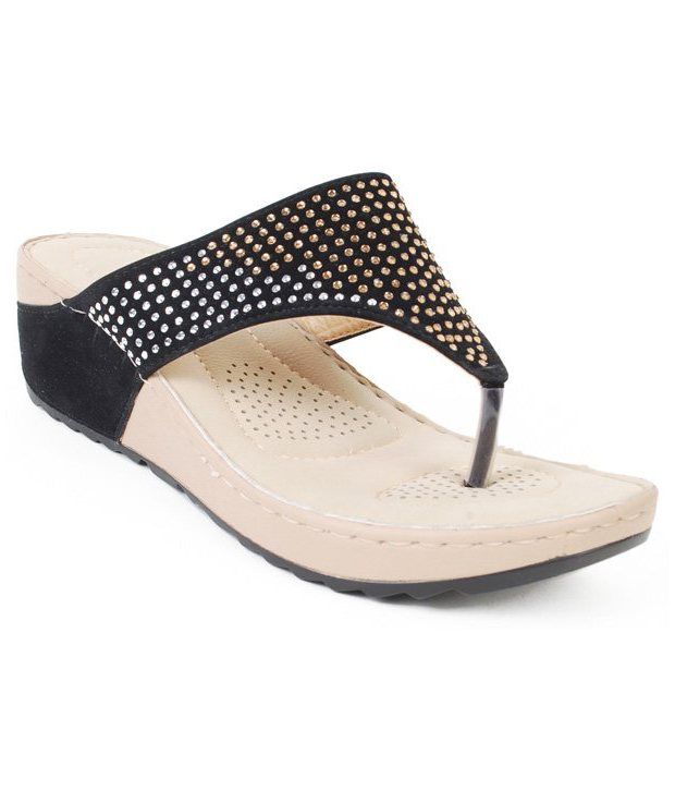 Evetoes Stylish Black Platform Slippers - Buy Women's Sandals @ Best Price Online | Snapdeal