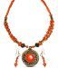 The Heritage Inc. Orange Coloured Neckace & Set with Golden Oxidised Base