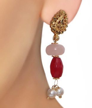 Isabella Ruby Red Pillar Beads Necklace Set