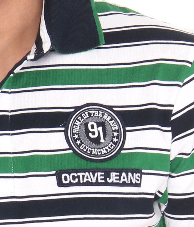 Octave Green Striped T-Shirt - Buy Online @ Best Price | Item ...