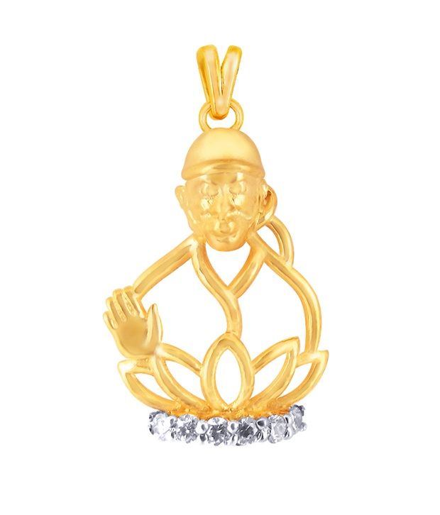 Sri Jagdamba Pearls 0.03ct. Diamond 18kt Gold Sai Baba Pendant Buy Sri