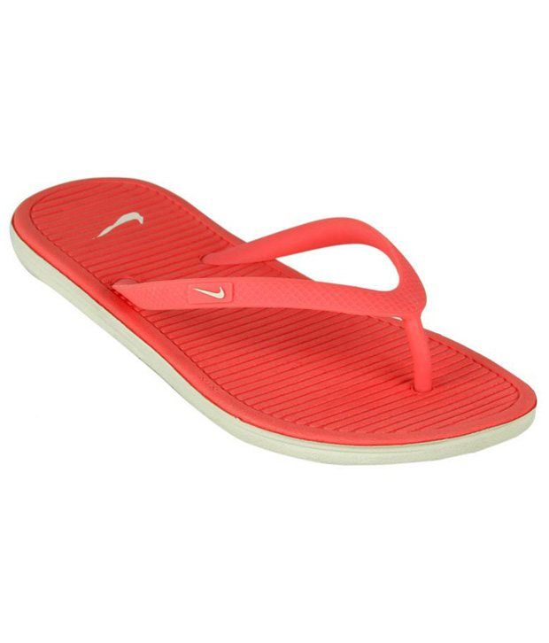 red and black nike flip flops