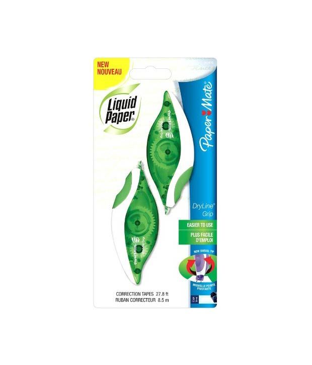 Paper Mate Liquid Paper DryLine Grip Correction Tape 0.2 x 335 Inches 2Pack (662415) Buy