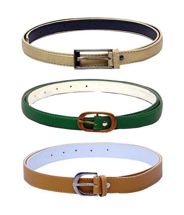 Fullmoon Yellow Green & Brown Belt For Women Combo Of 3: Buy Online at Low Price in India - Snapdeal