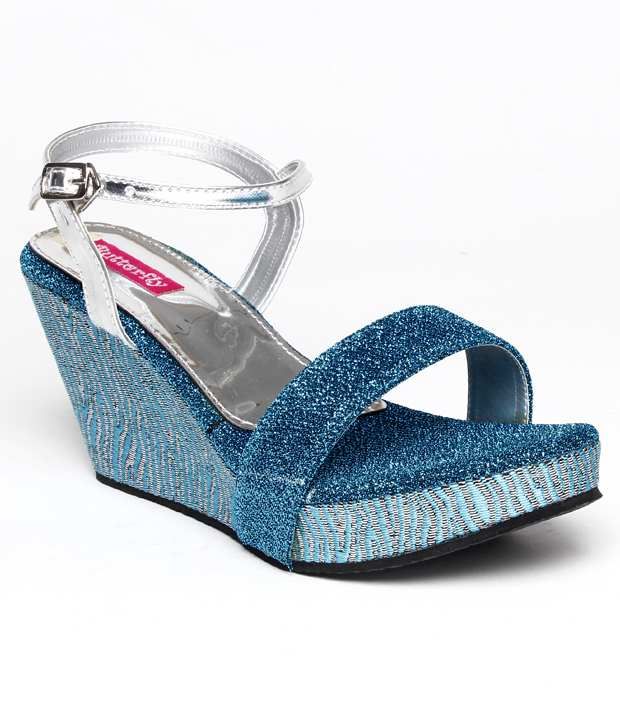 Butterfly Gleaming Blue Wedge Heel Sandals Price In India Buy Butterfly Gleaming Blue Wedge 0441