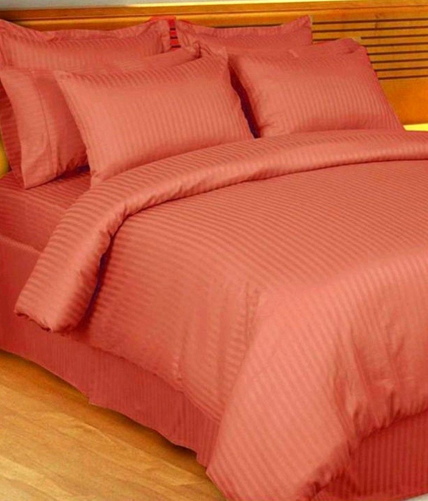 Just Linen Extravagant Salmon Pink King Size Fitted Bed Sheet Set Buy