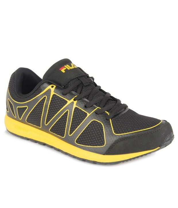 black and yellow fila shoes