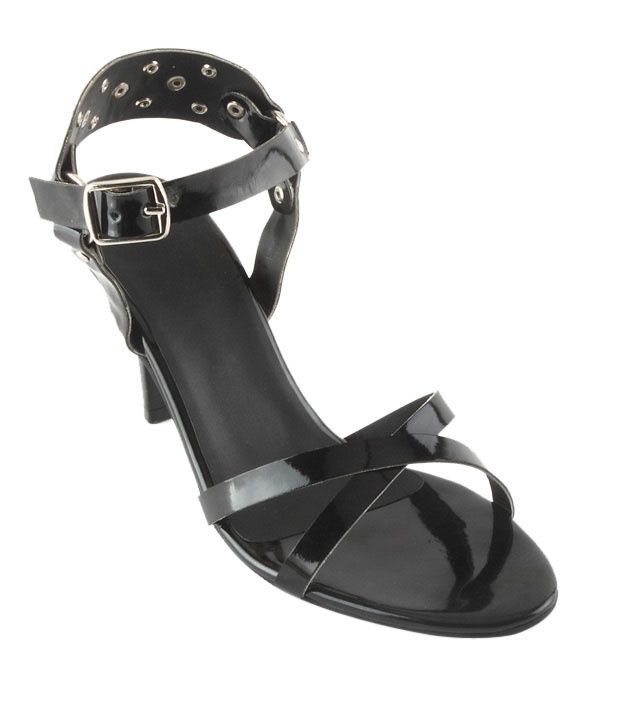 black pencil heel sandals