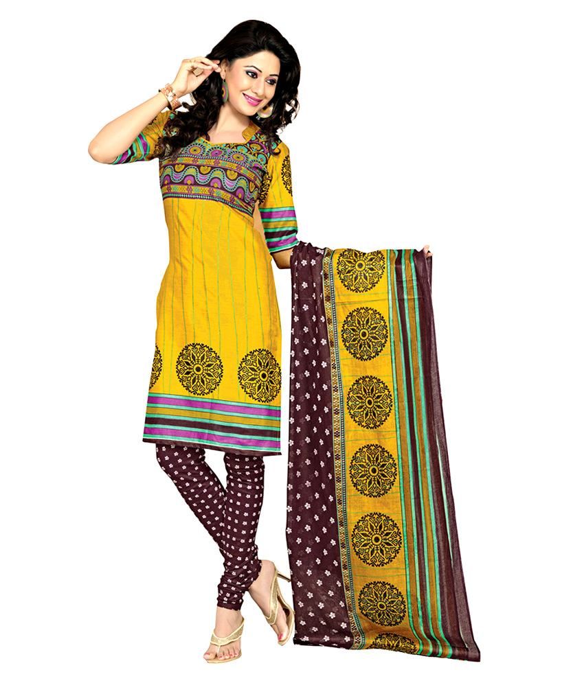 dealtz fashion yellow brown cotton printed dress material buy dealtz fashion yellow brown dealtz fashion yellow brown cotton printed dress material buy dealtz fashion yellow brown