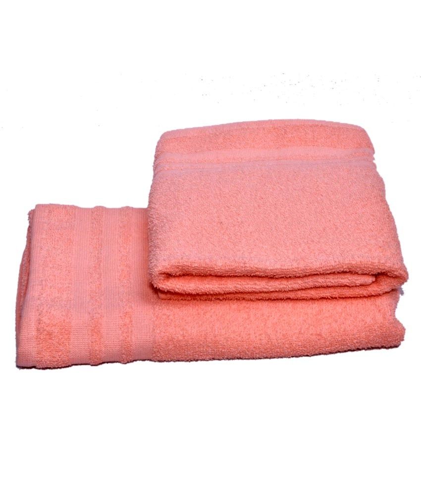 Skumars Peach Love Touch Cotton Bath Towels Set Of 2 Buy Skumars