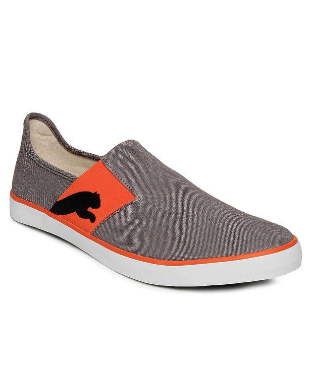 Puma Puma Comfortable Gray And Orange Canvas Shoes