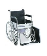 Sun Health Imported Folding Wheel Chair with Toilet Commode + Foot & Hand Rest for Disabled