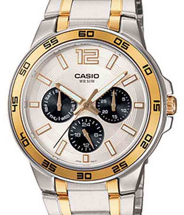 casio watch silver gold