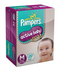 Pampers Active Baby  5 star skin comfort-Size M (Medium) (6...