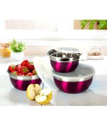 IDEALE Purple Prepare And Store Bowl ( 3 Pcs )