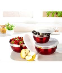 IDEALE Red Prepare And Store Bowl ( 3 Pcs )