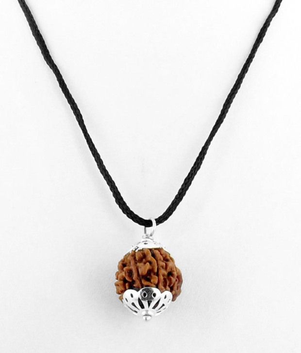 Barishh Gems Natural 8 Mukhi Rudraksha Bead Pendant With Black Thread