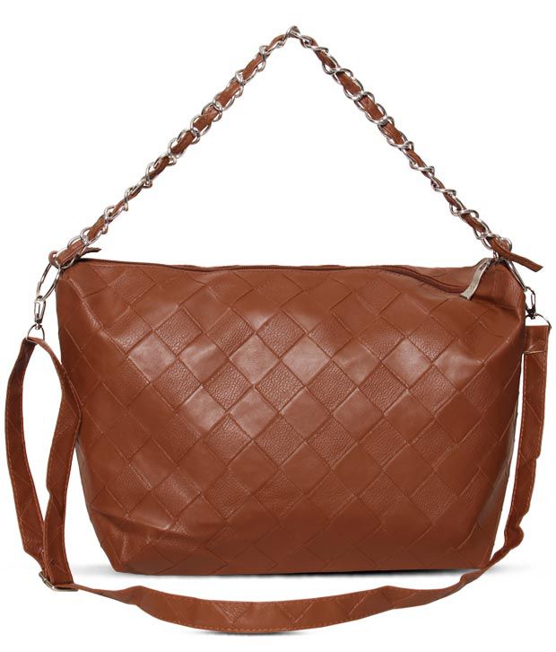 Buy BagRack Brown Diagonal Checkered Handbag With Free Necklace Set at Best Prices in India ...