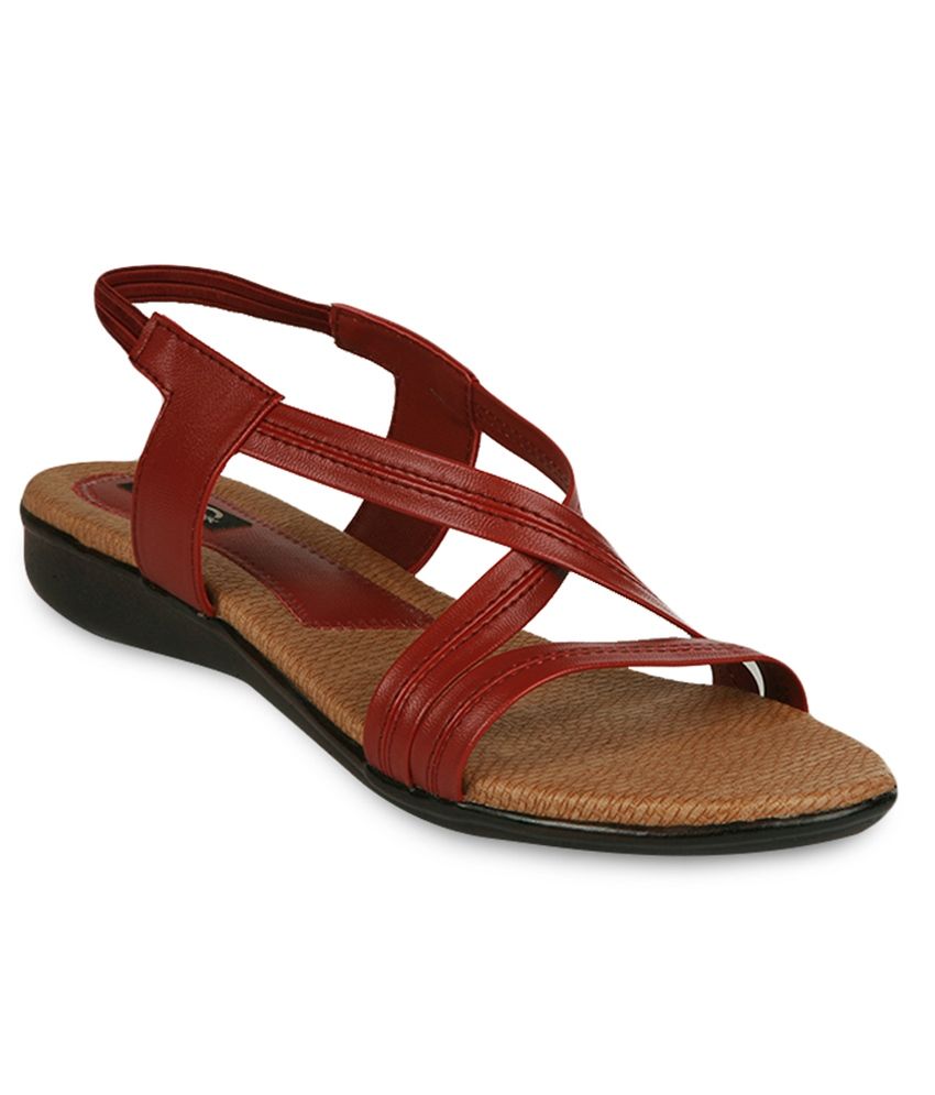 maroon flat sandals