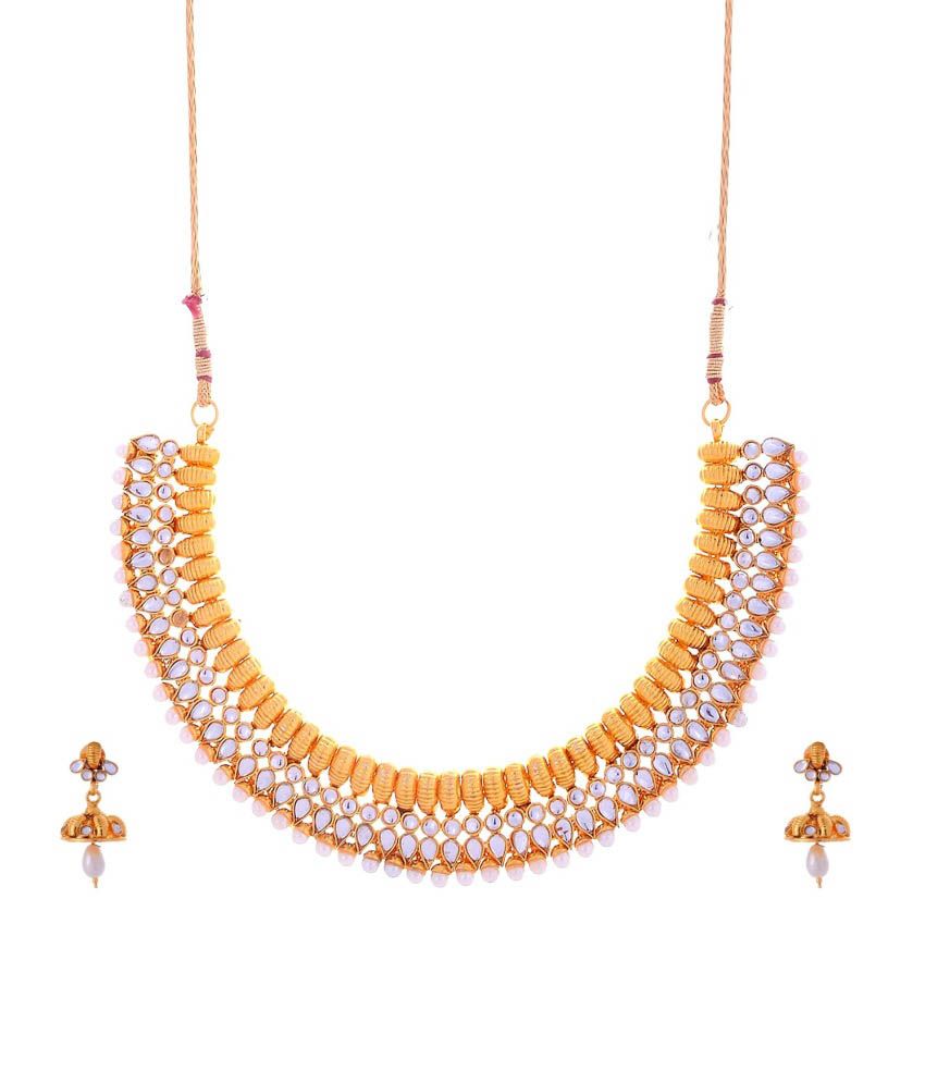 The Jewelbox Antique Gold Plated Kundan Pearl Studded Hand
