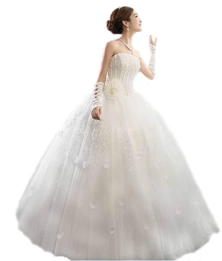 Fancy Petal Strapless Ball Wedding Gown 