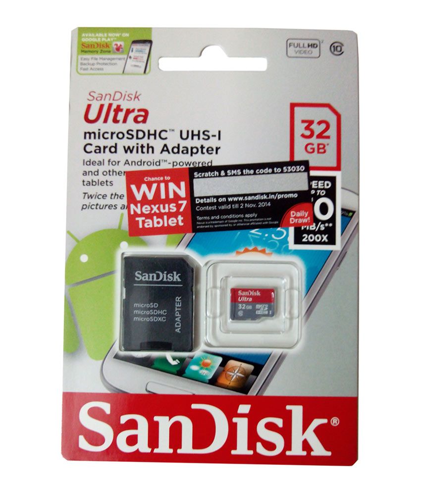 Sandisk Ultra Microsdhc Uhs I Class 10 32 Gb Memory Card With Sd Adaptor Price In India Buy 3313