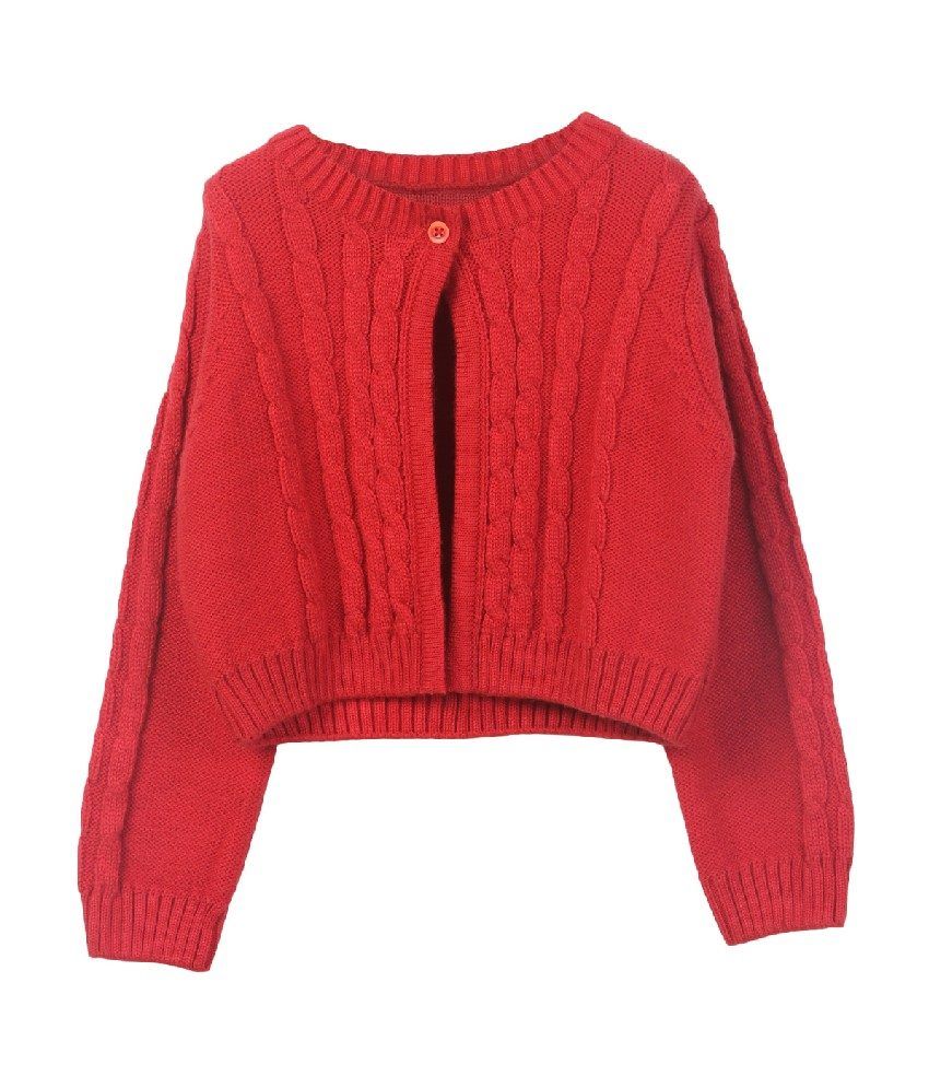 red woolen shrug