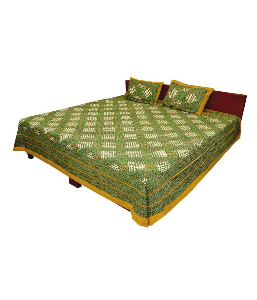 ... Sanganeri Design Jaipuri Double Bed Sheet Cover With Pillow Cover