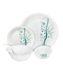 Ruchi Housewares Fiesta Set of 18 Pcs Unbreakable Dinner Set- Green Floral Print