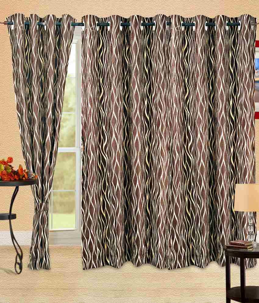 Cortina Brown Contemporary Polyester Door Curtain With Window Curtain (set Of 4)