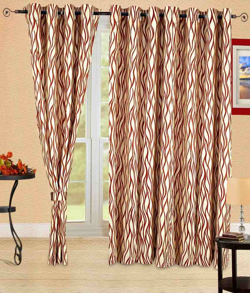 Cortina Ivory Contemporary Polyester Door Curtain With Window Curtain (set Of 4)