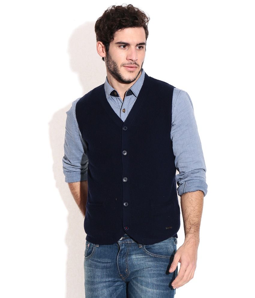 Of Benetton Navy Lambs Wool Cardigan  Buy United Colors Of Benetton 