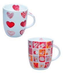 Clay Craft  Special 250 Ml Fancy Heart Print Mug - 2 Piece